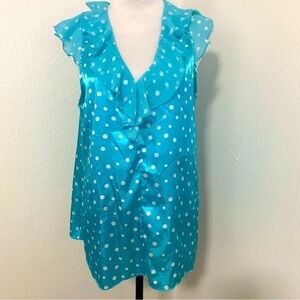 Vintage Oscar de la Renta Pink Label V-Neck Ruffled Pok-A-Dot Sleeveless Large